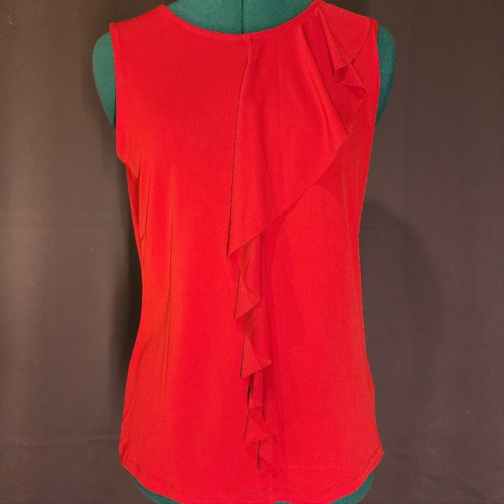 Jones Studio Vibrant Red Ruffle Blouse